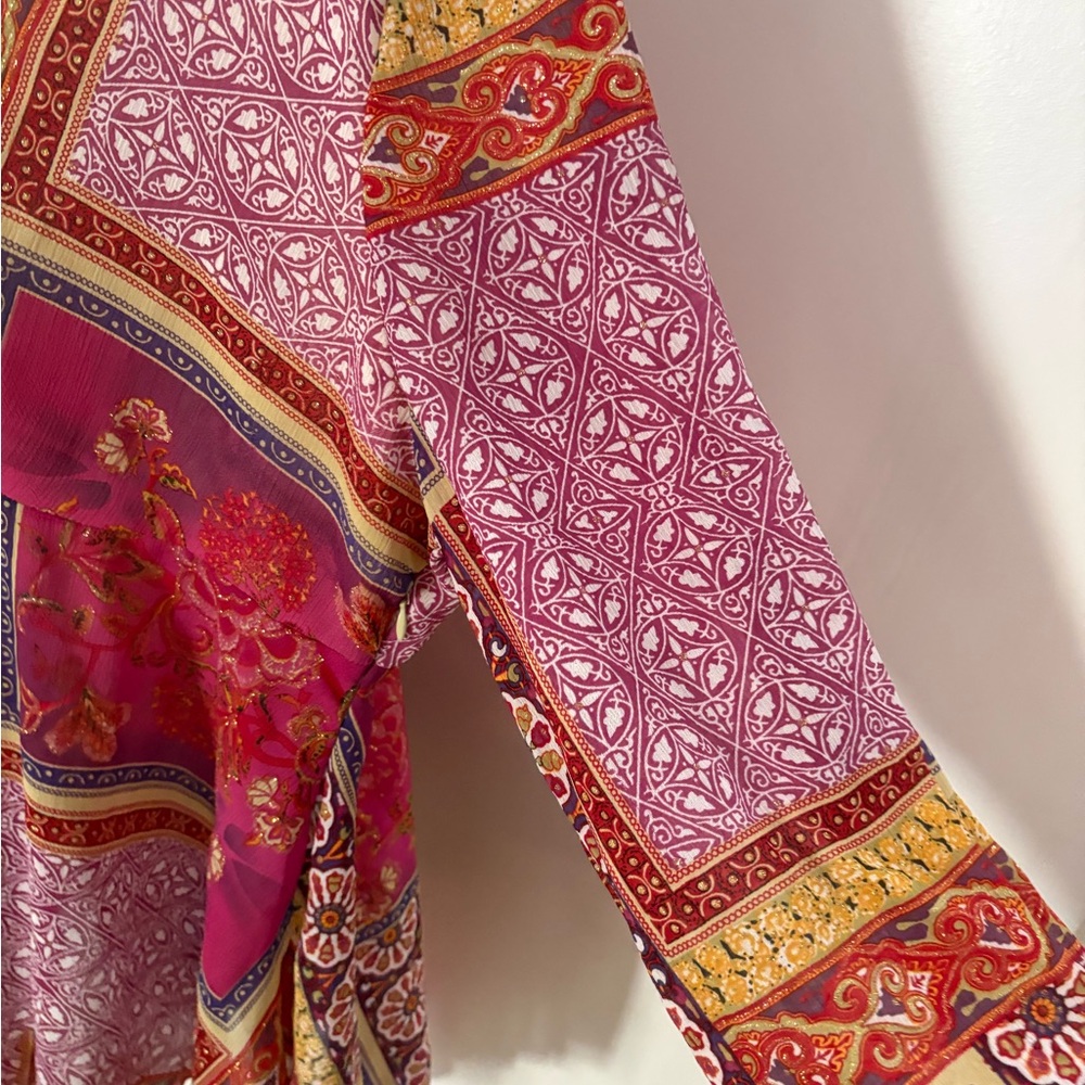 Unique Spectrum Vibrant Patchwork Blouse - image 3